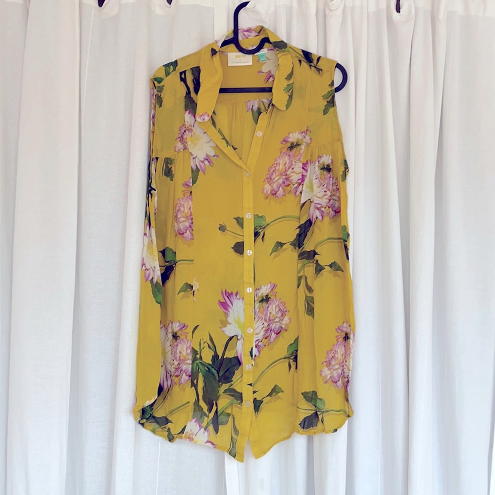 Like new Maeve sleeveless tunic mustard gauze